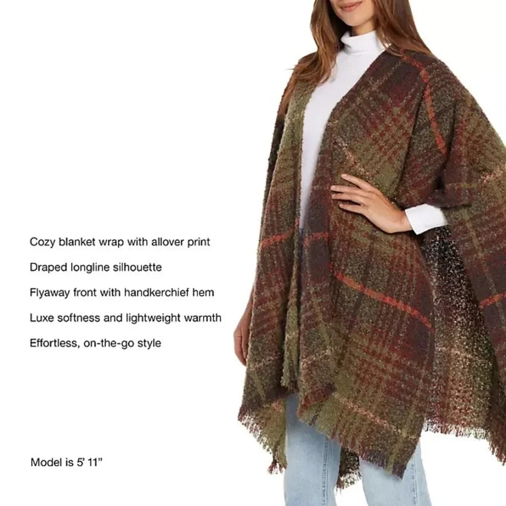 Woolrich Womens Plaid Wrap Shawl Blanket Scarf Multicolor One Size